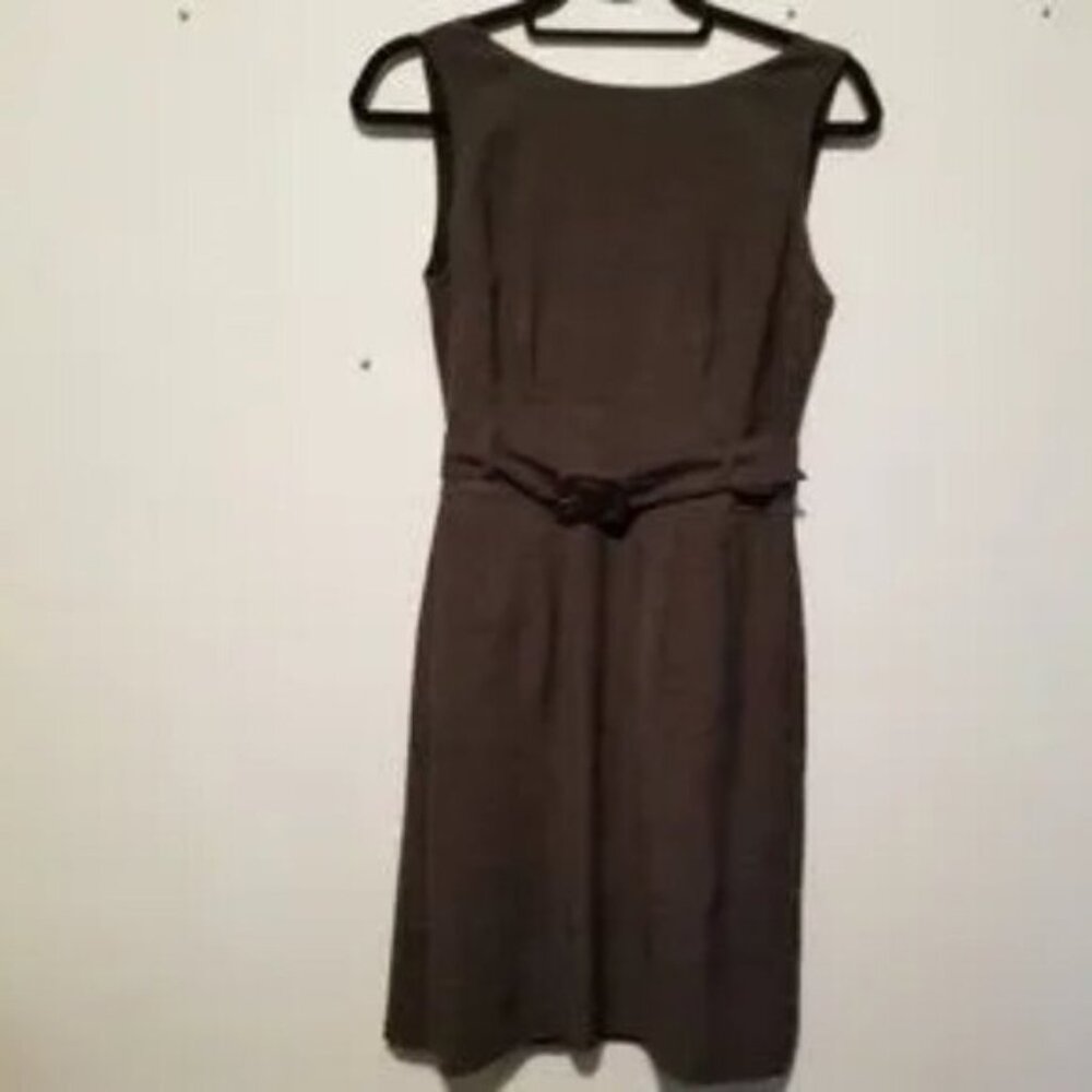 BANANA REPUBLIC heather gray sleeveless belted midi dress size 4